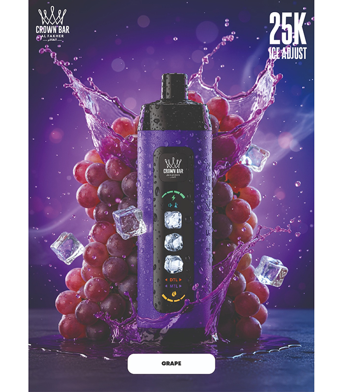 70d074ec-7c71-4f0d-a3b9-5e2555385a2b Crown Bar Al Fakher 25K Puff Ice Control Grape - كراون بار الفاخر 25 ألف بف أيس كنترول عنب - Image 1
