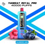 Tugboat Royal Pro Disposable 40K Puffs Blueberry Gum - تاجبوت ديسبوزابل 40 الف بف بلوبيرى جم