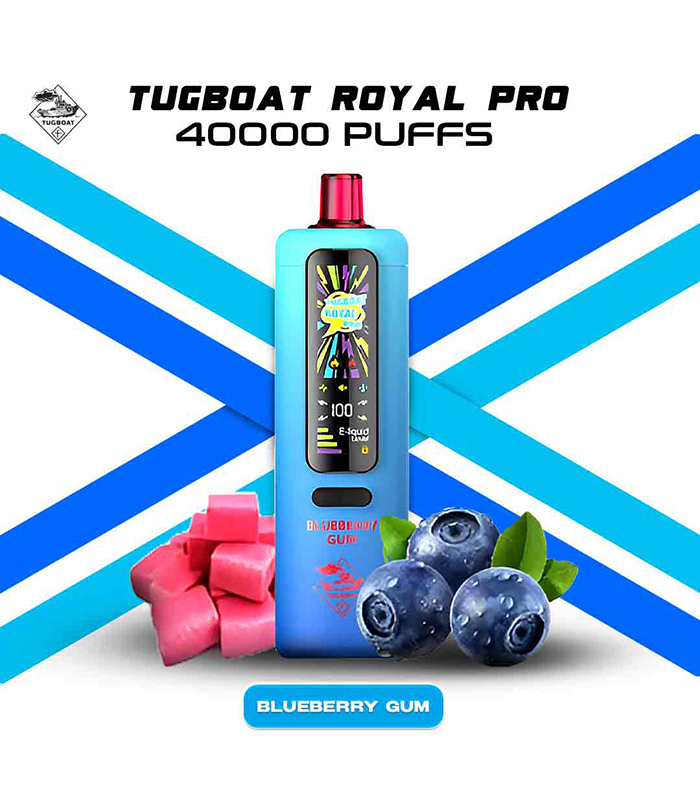 Tugboat Royal Pro Disposable 40K Puffs Bluberry Gum - تاجبوت ديسبوزابل 40 الف بف بلوبيرى جم Tugboat Royal Pro Disposable 40K Puffs Blueberry Gum - تاجبوت ديسبوزابل 40 الف بف بلوبيرى جم - Image 1