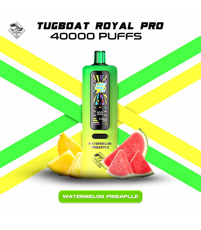 Tugboat Royal Pro Disposable 40K Puffs Watermelon Pineapple - تاجبوت ديسبوزابل 40 الف بف بطيخ أناناس Tugboat Royal Pro Disposable 40K Puffs Watermelon Pineapple - تاجبوت ديسبوزابل 40 الف بف بطيخ أناناس - Image 1
