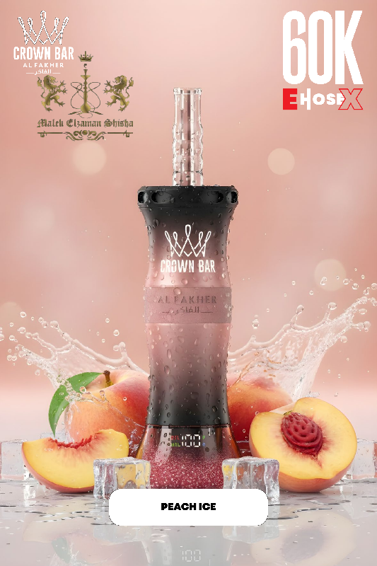 AF 60K EHOSEX-9 Al Fakher Crown Bar 60K E Hose 60000 Puffs peach ice \ خوخ ايس - Image 1